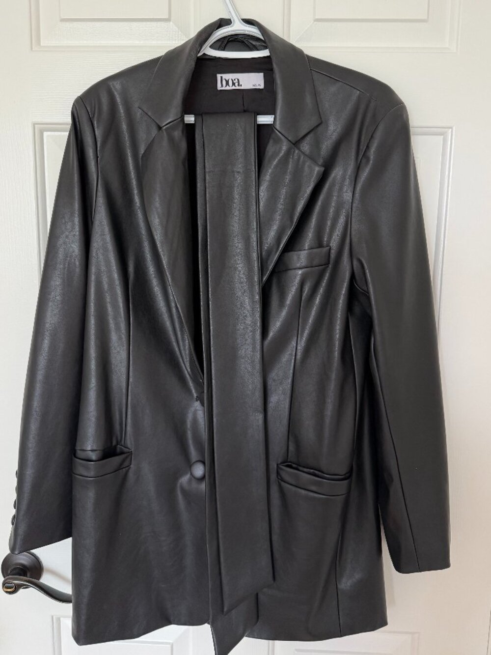 Because Of Alice — Leather Blazer Dress With Belt - Picture 4 of 5